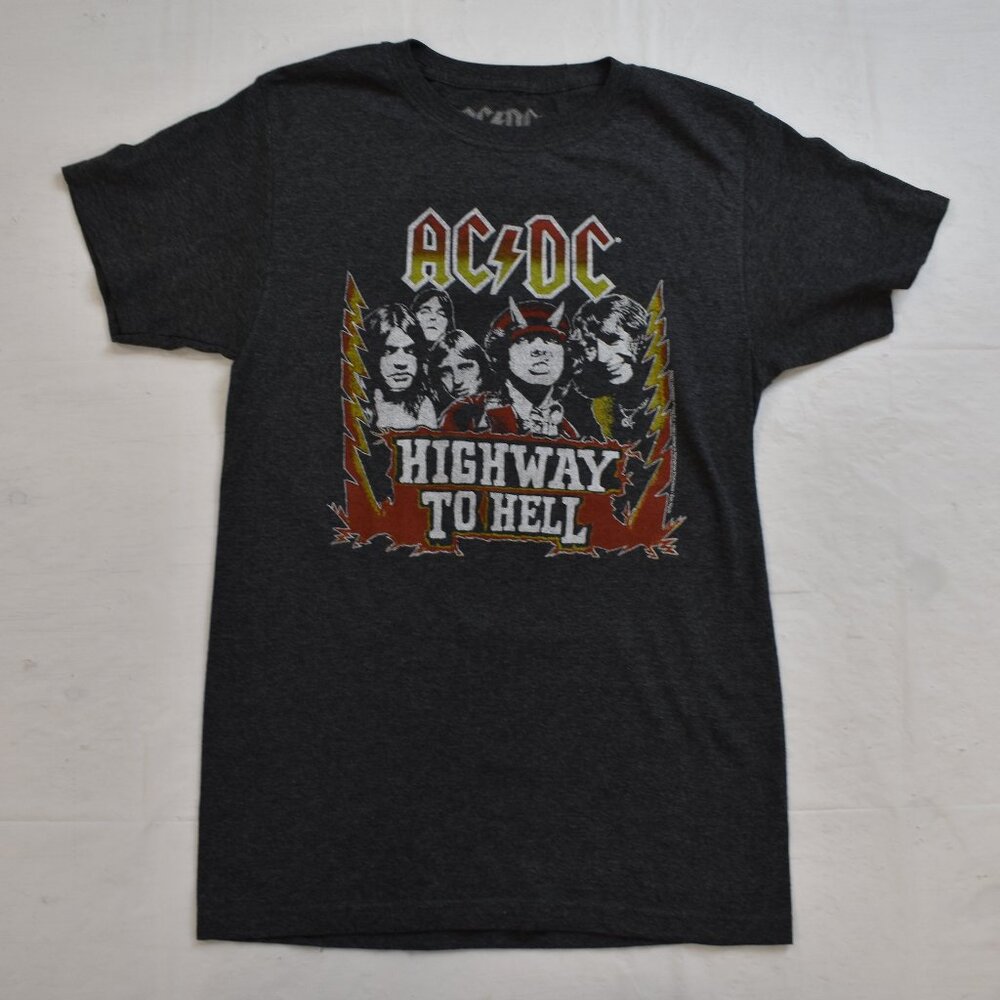 AC/DC Mens ACDC Highway To Hell Charcoal Heather Shirt New Small